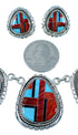 Southwest Silver Multicolor Jewelry Link Necklace Earrings Set PX37800